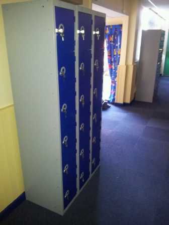 School Lockers with Blue Doors