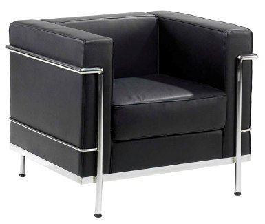 Sq back Black Leather face reception Twin Seater, chrome