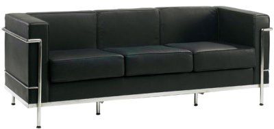 Sq back Leather face reception Triple Seater, chrome frame,