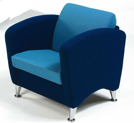 Concord Single seat sofa, chrome feet, grp 1 fabric