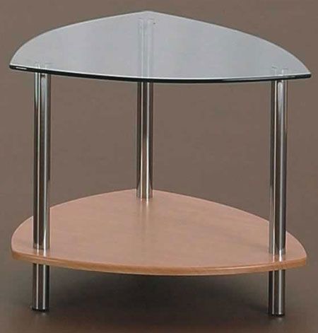 Combi coffee table, beech, clear glass 680x680