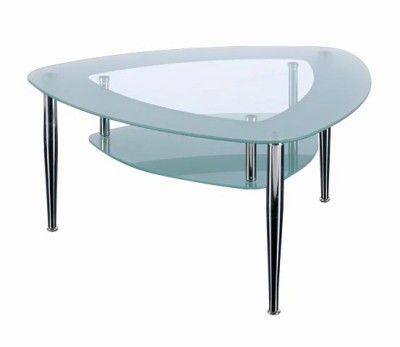 Boat shaped two tier glass table