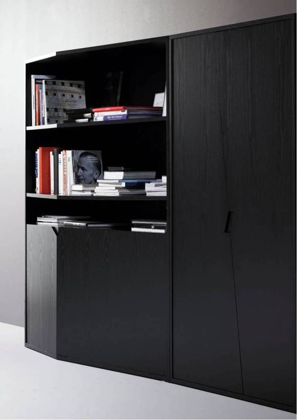 Origami High Cupboard in Black Ash Veneer