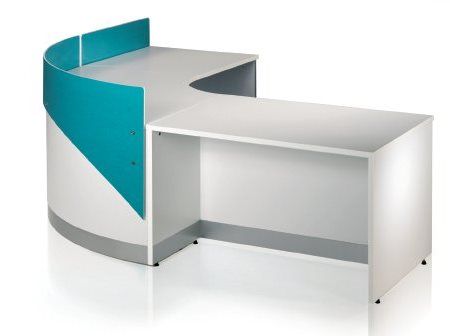 Fusion Special Reception Desk in White with Blue Screen