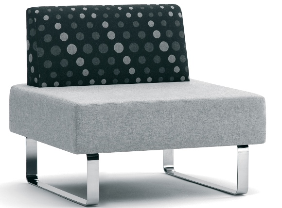 Intro Single Upholstered Bench Seat, Silver Sled Base, Grp1