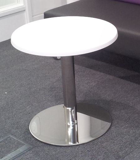 White Topalit Table Top on Stainless Steel Lena Base