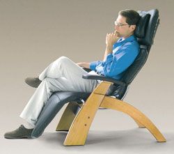 Perfect Chair with leather cushions and manual wooden base