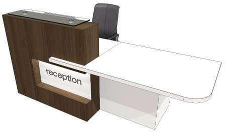 Reception Counter - Xpression in Walnut and White Finish