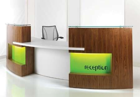 White, Walnut & Green Xpression Reception Desk