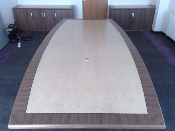 Birds Eye Maple and Walnut Veneer Boardroom Table