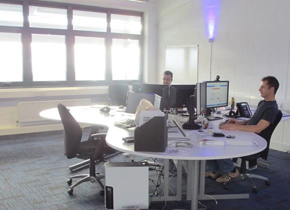 View Of Qore 120 Degree Office Workstations