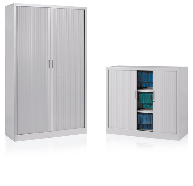 Side Opening Tambour Door Office Cabinet | Sliding Door Office Cupboard  Grp1 Four Paint Finishes.