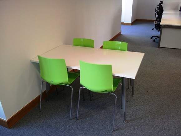 Neo Tables With Green Cafe Chairs