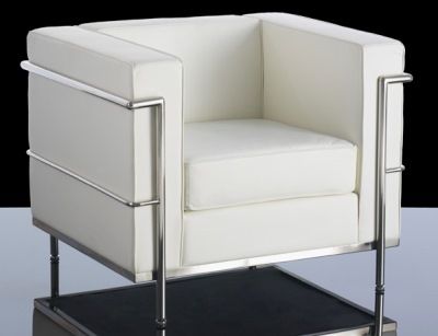 Square Back Bonded Leather Single Seat Reception Chair, Chrome Frame, White