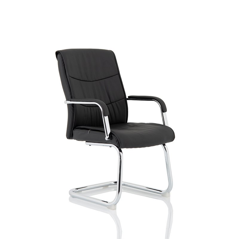 Carter Black Luxury Faux Leather Cantilever Chair With Arms