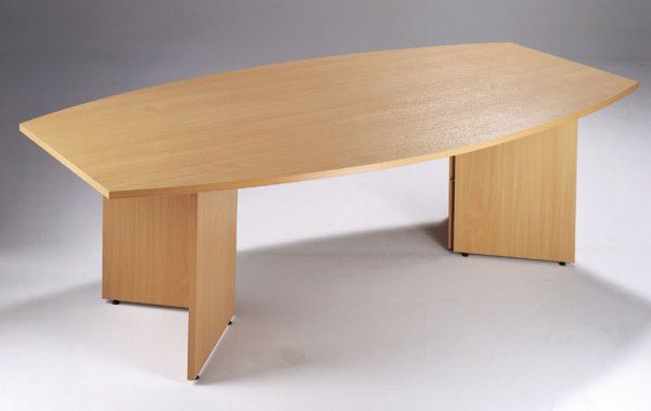 Barrel Shape Boardroom Table M25 2400x1200, Wood Legs