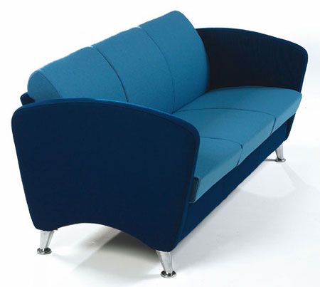 Concord Triple seat sofa, chrome feet, Grp 2 fabric