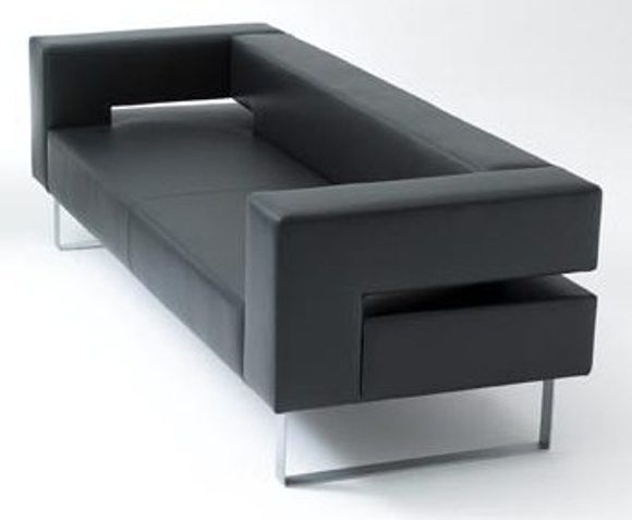 Chicago Black Leather Sofa