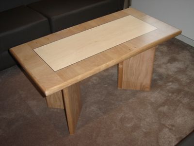 Rectangular Maple and Cherry Veneered Coffee Table