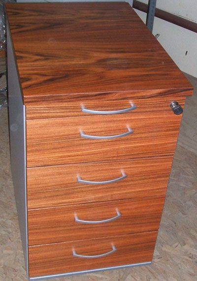 Assmann Desk High Pedestal in Rosewood Veneer