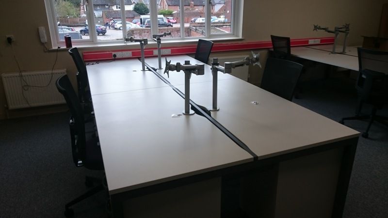 Office Bench Desk Installation, End View