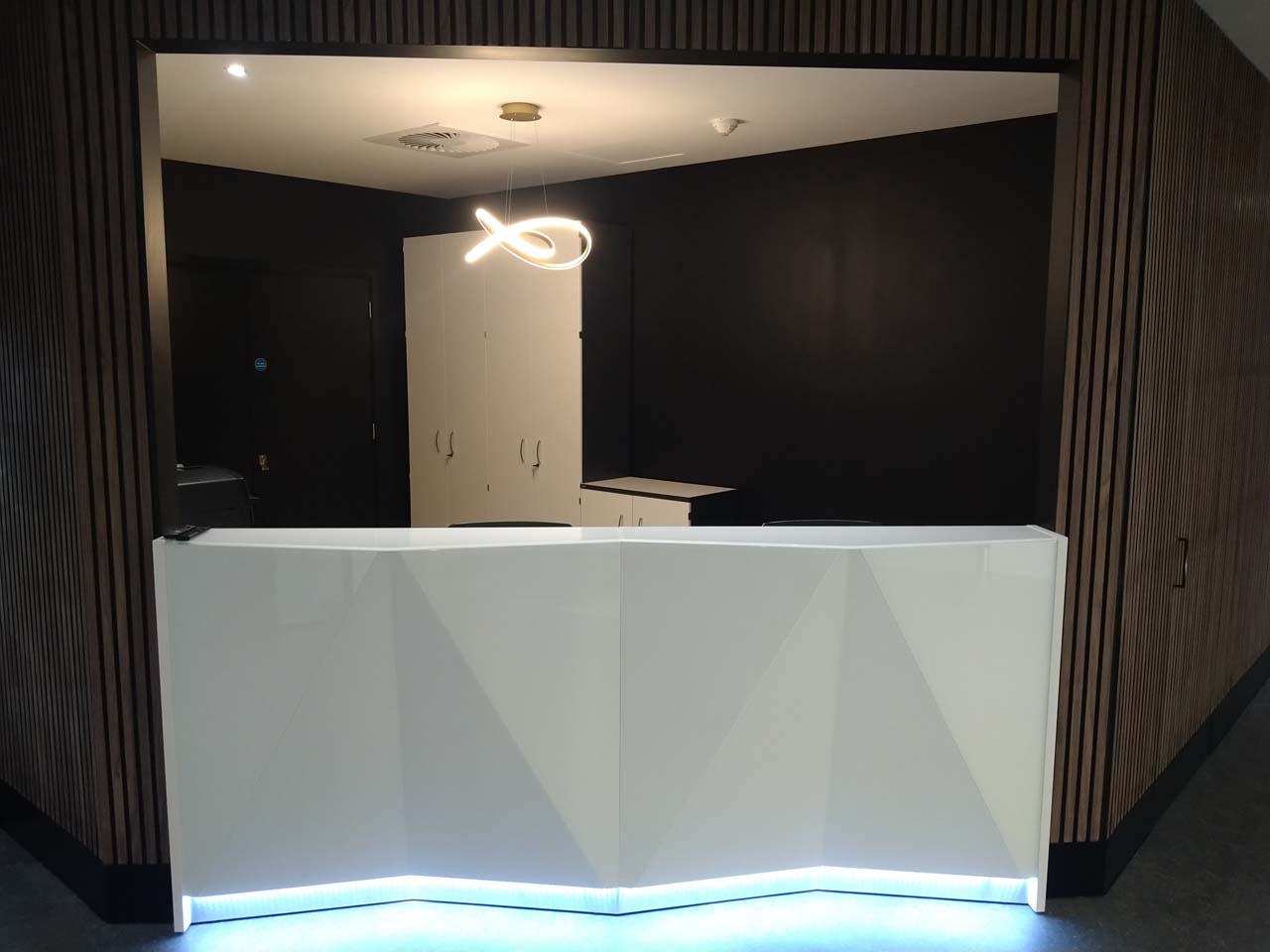 Alpa Reception Desk With High Glass Front Installed By Aerofoil Design Alpa Reception Desk With High Glass Front Installed By Aerofoil Design