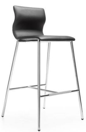 Evora Bar Stool Black Faux Leather Chrome Frame