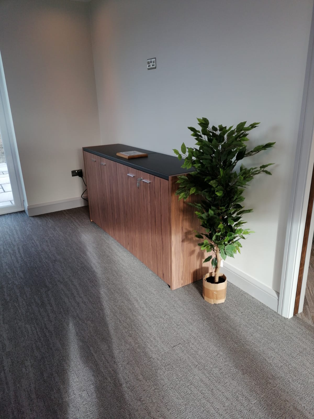 Executive Storage Cupboards, Real Walnut Veneer with Leather Top