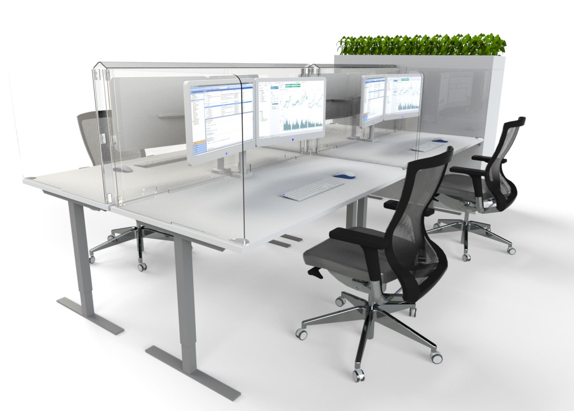 Workstation Protection Anti-Bacterial 3 Screen Set in Acrylic 600 High