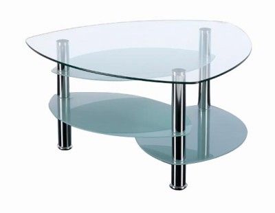 Teardrop Shape Three Tier Glass Coffee Table