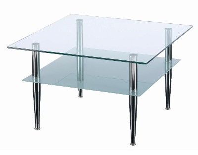Square Shaped Two Tier Glass Coffee Table
