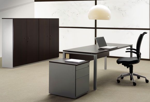 L4P Wenge Finish Desk and Storage