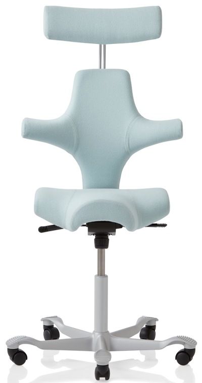 Capisco Ergonomic Chair, Saddle Seat, Silver Base, 200 Lift with Headrest Grp2