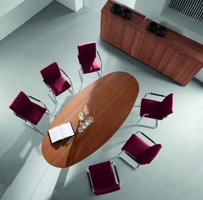 Oval Meeting Table 2400 x 1100 Painted Trumpet Bases