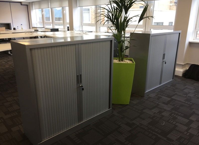 Silver Finished Tambour Door Cupboards