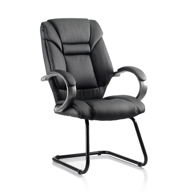 Galloway Cantilever Chair With Arms Black Leather