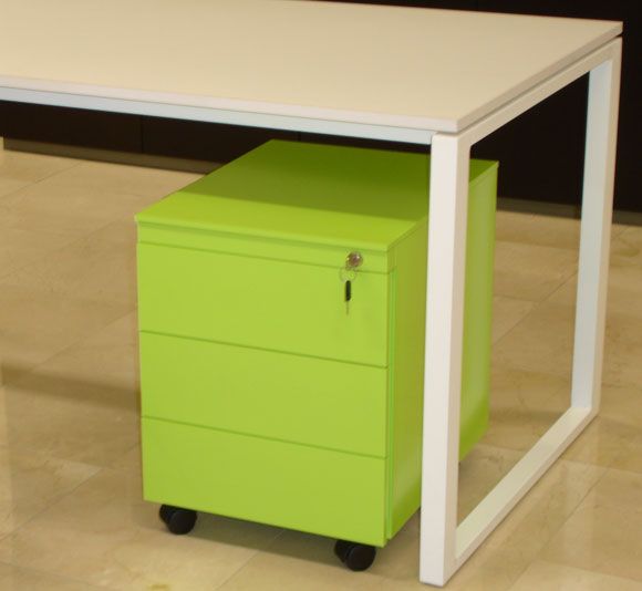 LPO O Frame Desk with Green Pedestal