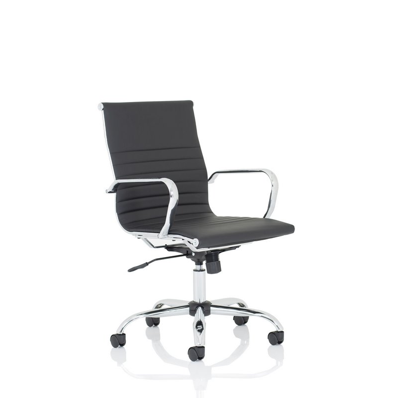 Nola Executive Chair Medium Back Soft Bonded Leather #Black/White