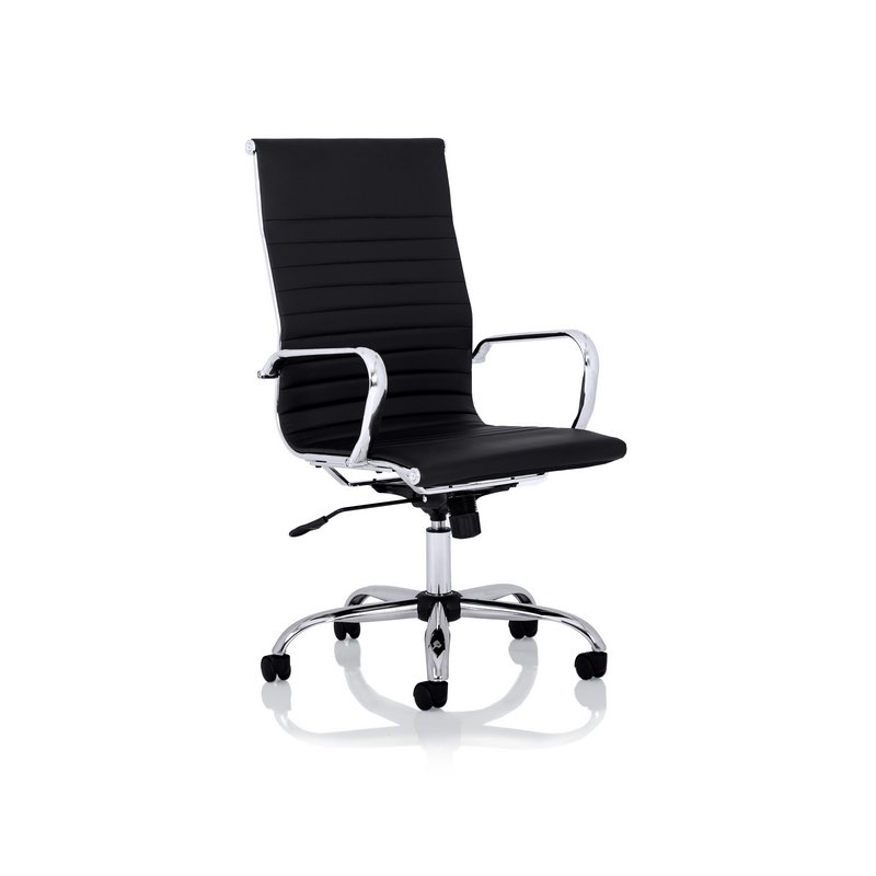 Nola Executive Chair High Back Soft Bonded Leather #Black/White