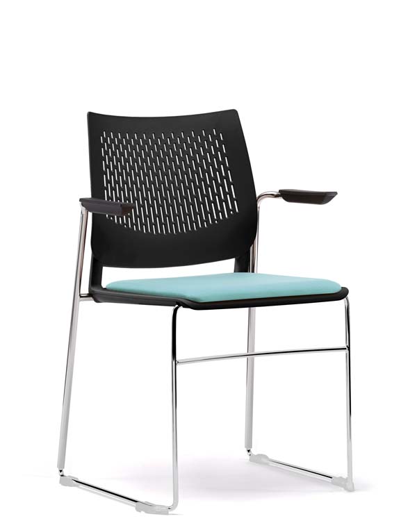 Vibe Sled Frame Meeting Chair Upholstered Seat, Arms Grp1