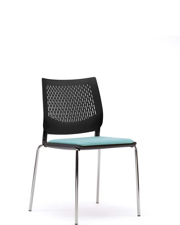 Vibe 4 Leg Meeting Chair, Upholstered Seat, No Arms, Grp2