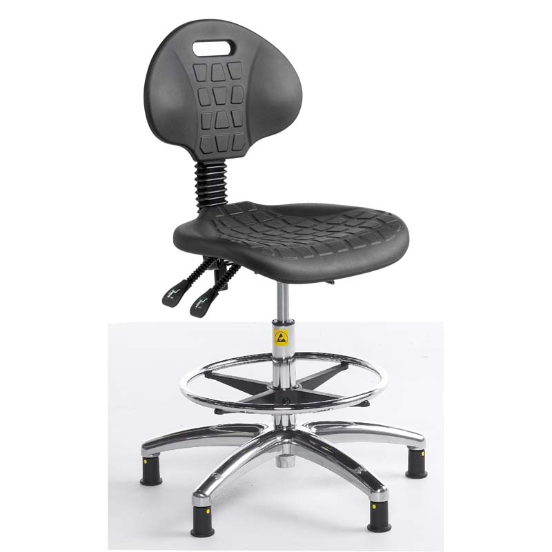 ESD High Work Chair, Polyurethane, FRing, Castors*/Feet