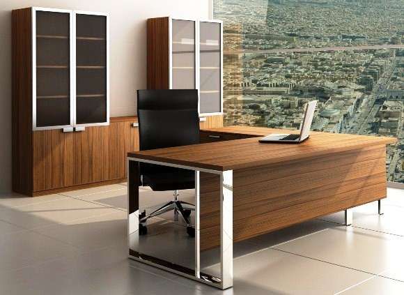Supra Executive Desk and Storage Cupboards in Walnut Veneer