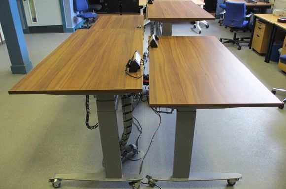 End View of Desks At Different Heights