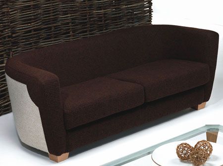 Softee two seat sofa, beech feet, Grp 2 fabric