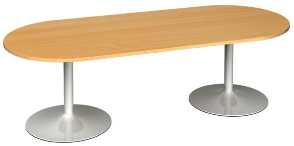 D-End Boardroom Table 2400x1000 M25 Trumpet Legs