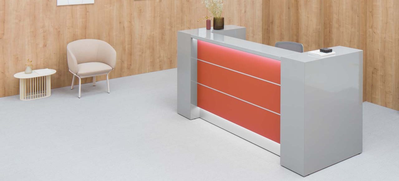 Valde Modern White Reception Counter Laminate and LED Lighting