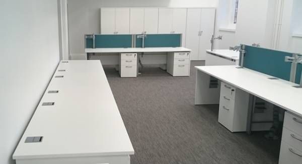 Single Run of White Qore Office Desks