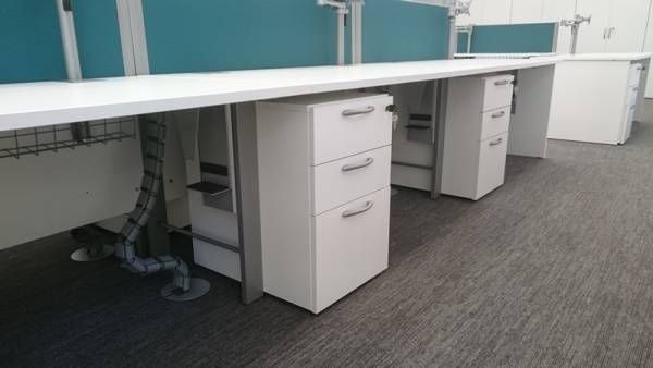 White Desks With Shared Legs