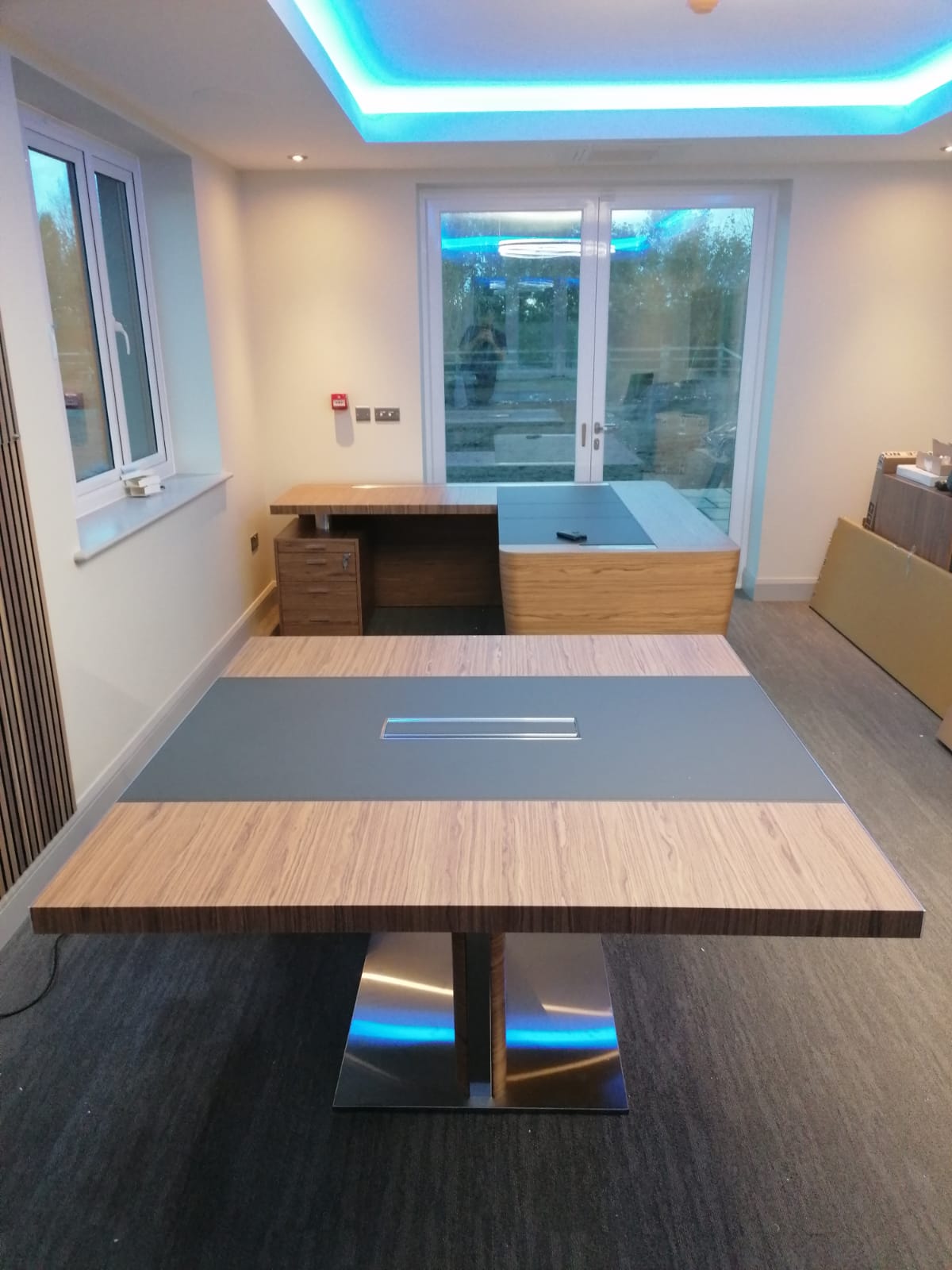 Walnut Veneer and Leather Table